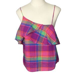 a new day Asymmetrical Ruffle Swing Plaid Cami Tank Top Size XS